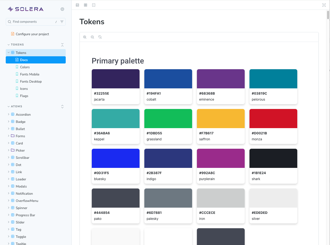 Primary color palette